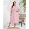 Coolmee Women's Plus Size Floral Print Dress Smocked Elastic Waist Midi Dress - 2 of 4