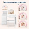 Vanity Desk with Mirror and Lights for Little Girls, Makeup Vanity Set with Drawers & Open Storage Shelves, Wooden Princess Dressing Table for Bedroom - 2 of 4