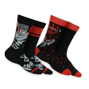 Berserk Socks Men's Guts Inspired Designs Adult Mid Calf Crew Socks 2 Pair Fits Shoe Size 8-12 Multicolored - 1 of 4