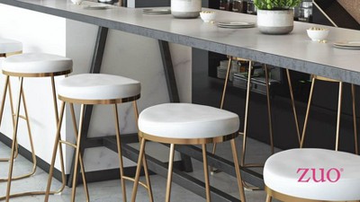 Gray Wood and Metal Backless Bar Stool