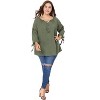 Agnes Orinda Women's Plus Size Tie Tassel V Neck Hollow Bowknot Long Sleeve Casual Blouses - 3 of 4