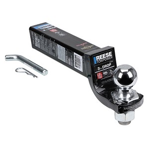Reese Interlock Trailer Hitch Ball Mount Starter Kit with 2.3" Trailer Ball and Pin & Clip, Fits 2.5" Receiver, 3" Drop, 14,000 Pound Capacity, Black - 1 of 4