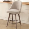 Bekrvio 26" Counter Height Swivel Bar Stools Set of 1/2/3/4–Mid-Century Barstools with Backs, Linen Upholstered & Wood Legs, for Kitchen Island - 3 of 4