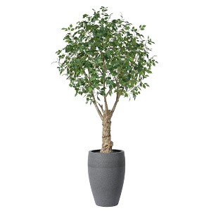DR.Planzen 8ft UV Resistant Artificial Ficus Tree with Grey Tall Planter, Big Fake Ficus Tree for Indoor Outdoor Home Decor - 1 of 4