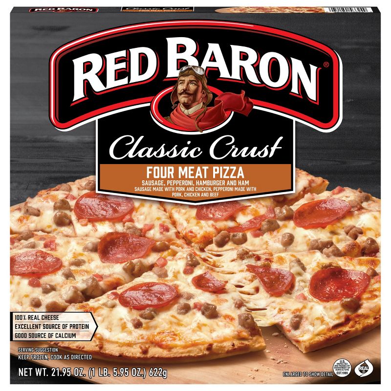 Red Baron Frozen Pizza Classic Crust Four Meat - 21.95oz, 1 of 12
