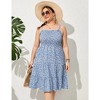 Plus Size Summer Dresses Women's Sleeveless Square Neck Smocked Flowy Ruffle A Line Maxi Dress - 4 of 4