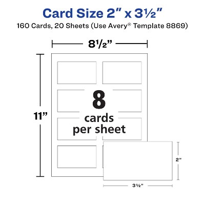 Avery Clean Edge Printable Business Cards with Sure Feed Technology, 2 x 3.5, White, 160 Blank Cards for Inkjet Printers (8869)