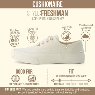 Женские кроссовки CUSHIONAIRE Women’s Freshman Canvas Lace-Up Sneaker with Memory Foam, Casual Walking Shoes, Lightweight & Comfortable White Smooth 10 — фото 2