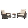 Teamson Home - Outdoor 3 Piece Wicker Recliner Set with Wood Armrests and Cushions - 4 of 4