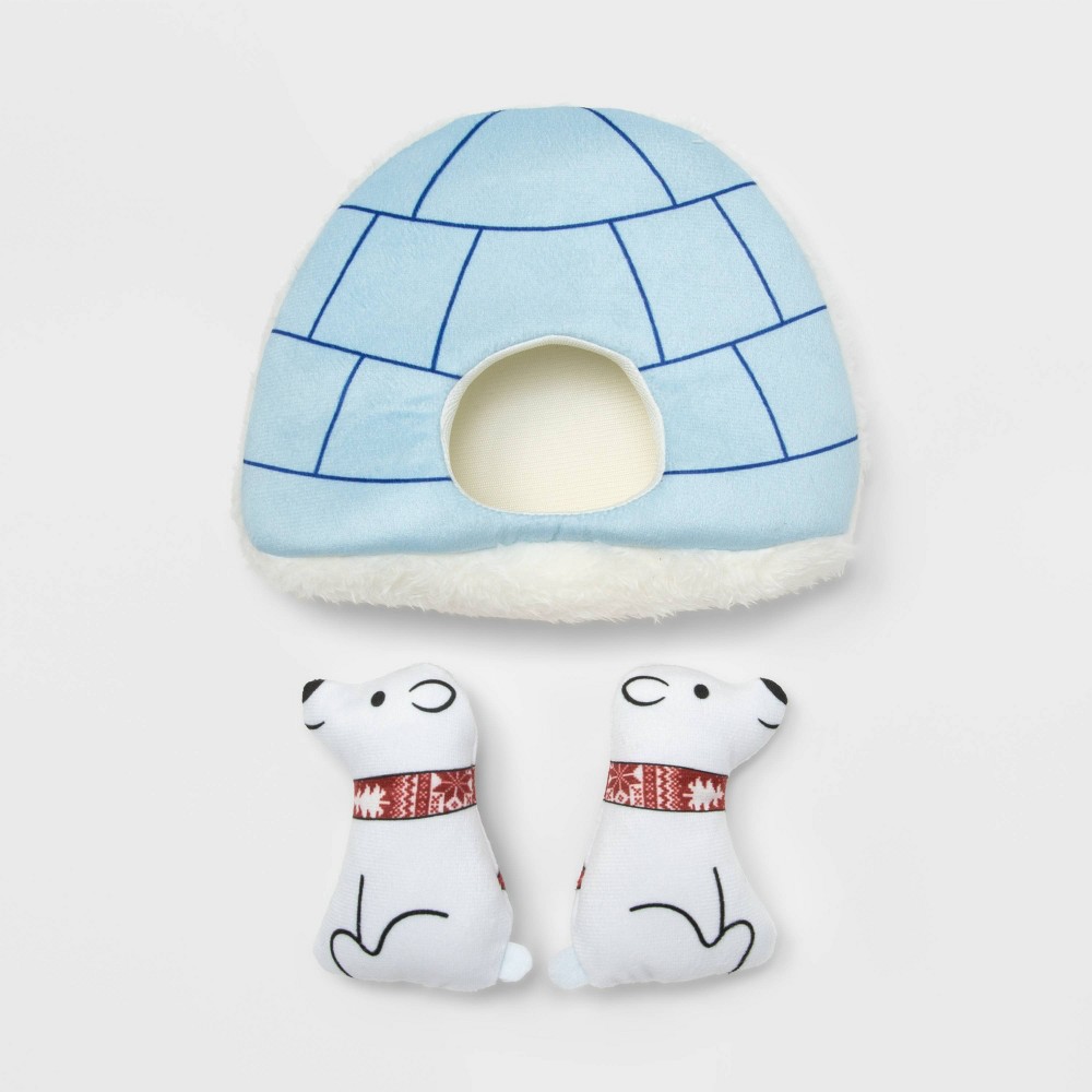 Polar Bear & Igloo Burrow Dog Toy Set - 3pk - Wondershop