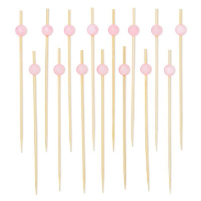 Okuna Outpost 300 Pack Pink Pearl Cocktail Picks, Bamboo Toothpicks (4.7 in)