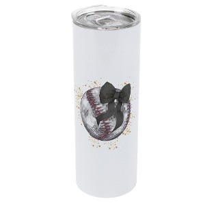 Elanze Designs 20 Ounce Stainless Steel On the Go Travel Tumbler With Push Top Lid, Baseball With Black Bow - 1 of 1