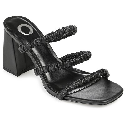 Journee Collection Womens Reagaan Tru Comfort Foam Open Square Toe Block Heel Sandals Black 6.5