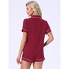 INSPIRE CHIC Women's 2 Pcs Heart Print Cute Short Sleeve Button Downs Shirt with Shorts Lounge Pajama Sets - 4 of 4