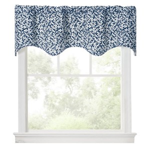 Ellis Curtain Sea Tumble 3" Rod Pocket 100% Cotton Machine Wash and Dry Scallop Valance Lined 50" x 16" Navy - 1 of 4