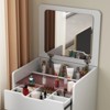 (48CM) 3 in 1 Vanity Desk with Plip Top Mirror,Small Make Up Vanity Set with Visible Glass Desktop,Compact Makeup Vanity with 3 Drawers - 3 of 4