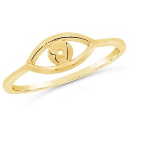 SHINE by Sterling Forever Sterling Silver Open Evil Eye Ring Gold size 7 - 1 of 4