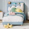 Velvet Upholstered Twin Bed Frame with Storage Headboard for Kids - Quiet Wood Slat Support, Easy Assembly, No Box Spring Needed - 3 of 4