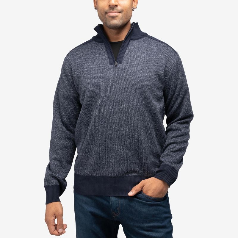 X RAY 1/4 Zip Sweater With Contrast Shoulder Piecing, 3 of 7
