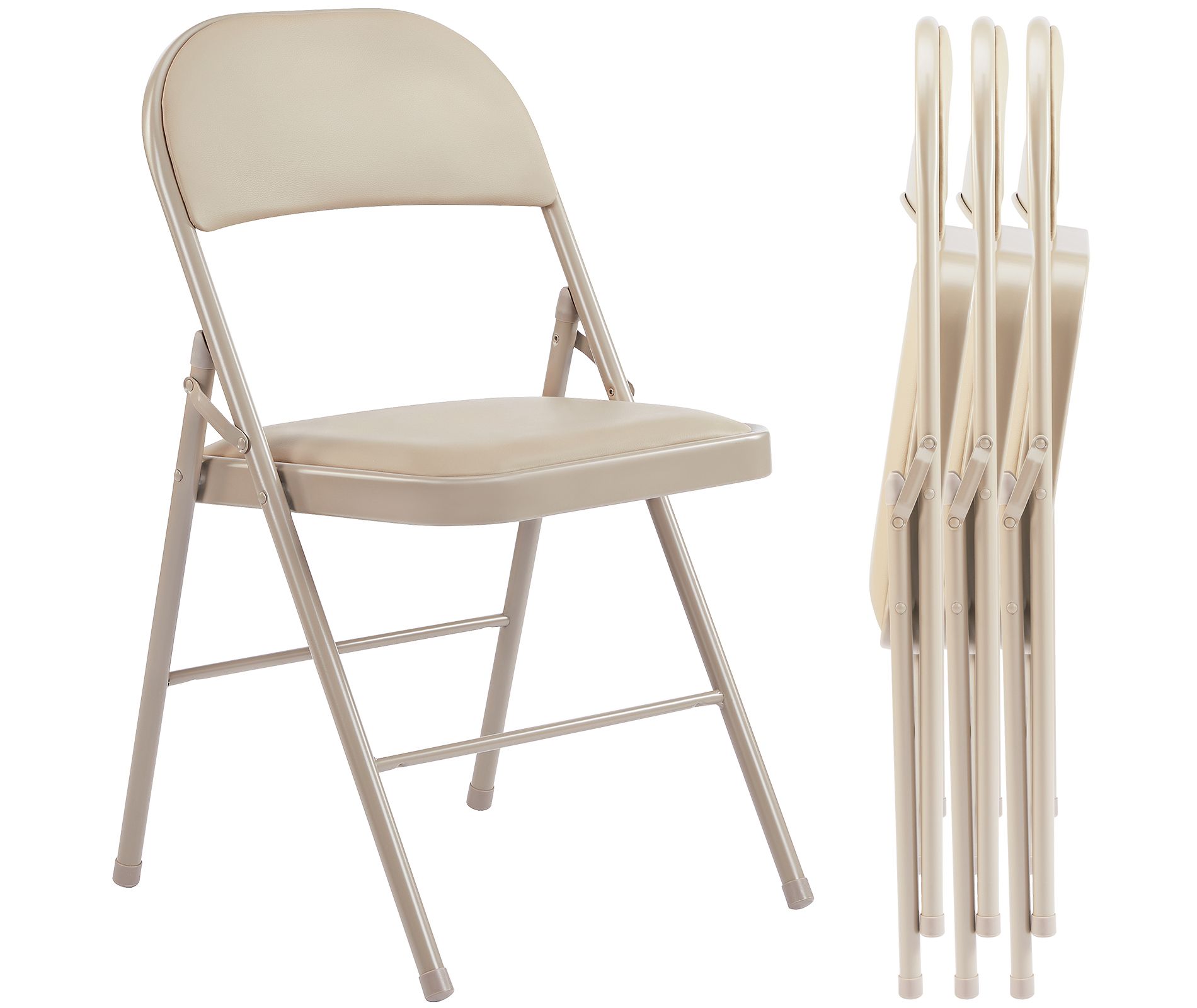 Gulches Folding Chair, Leather Padded Folding Chairs, Easy to Use and Store, Outdoor and Indoor, for Home, Office, Party, Comfy, Black