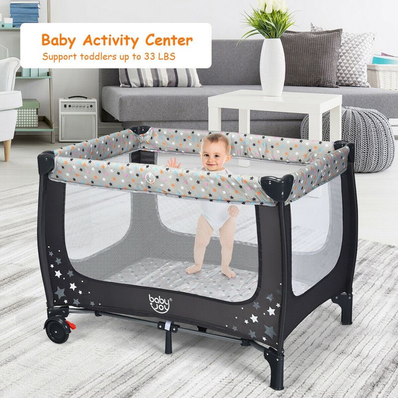 Costway Portable Baby Playard Playpen Nursery Center w/ Mattress Foldable Design, 4 of 11