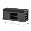 GDFStudio Vector Modern Acacia Wood Storage Bench with Cushion, Sandblast Dark Gray/Black - 3 of 4