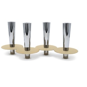 HomeRoots 6" Silver And Gold Stainless Steel Tabletop Four Light Taper Candle Holder - 1 of 4