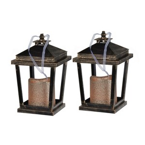 SEVOBAL Party Decorations and Accessories Set of 2 Menifee Lanterns with Burnished Copper Finish for Living Room, Bronze, 11"*5.9"*9.7" - 1 of 4
