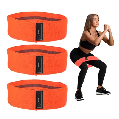 Unique Bargains Elastic Fabric Non-Slip Workout Loops Leg Booty Resistance Bands 3 Pcs
