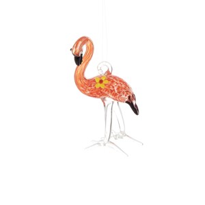 Gallerie II Flamingo Artglass Glass Holiday Christmas Xmas Ornament - 1 of 2