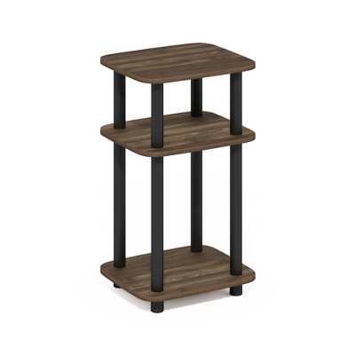 Furinno Just 3-Tier Turn-N-Tube Curve End Table, Side Table, 1-Pack, Columbia Walnut/Black
