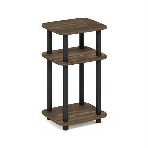 Furinno Just 3-Tier Turn-N-Tube Curve End Table, Side Table, 1-Pack, Columbia Walnut/Black - 1 of 1