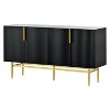 Hostack 4-Door Sideboard Cabinet with Gold Metal Handles and Elegant Storage for Dining and Living Room, Black - 3 of 4