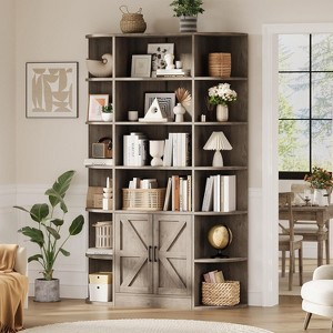 75in Tall Bookshelf with Storage, 6-Tier 47" Wide Modern Farmhouse Standing Bookcase Cabinet Display Shelf Organizer for Home - 1 of 4