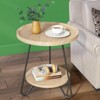 FONTOI Round End Table, 2-Tier Round Side Table, Coffee Table for Living Room, Bedroom, Apartment, Dorm, Brown, 20.08"*17.32"*20.08" - 2 of 4