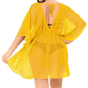 LA LEELA Women's Beachwear Swimsuit Coverups for Women Summer Swim Beach Dress Cover Ups for Swimwear Women Bathing Suit Mini Duster - 1 of 4