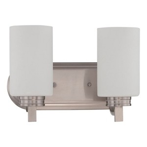 Luminance Sunset Lighting Dalton 2-Light Vanity Opal Etched Glass,  Bright Satin Nickel Finish - 1 of 4