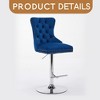 Thick Chrome Swivel Velvet Barstools,Adjustable 25-33"Height,Modern Upholstered with17.7" Base,Tufted Buttons&Diamond Pleating - Leovsnove - 4 of 4