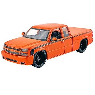 2006 Chevrolet Silverado Custom Pickup Truck Orange Metallic with Black "Die-Cast Collection" 1/25 Diecast Model by Motormax
