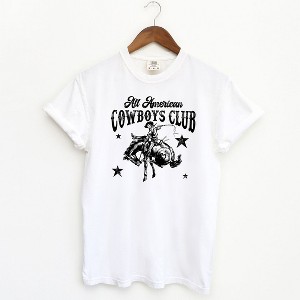 Simply Sage Market Women's All American Cowboys Club Short Sleeve Garment Dyed Tee - 1 of 2