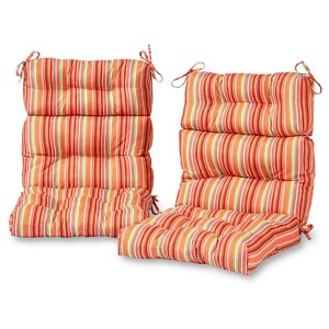 Set of 2 Watermelon Stripe Outdoor High Back Chair Cushions - Kensington Garden