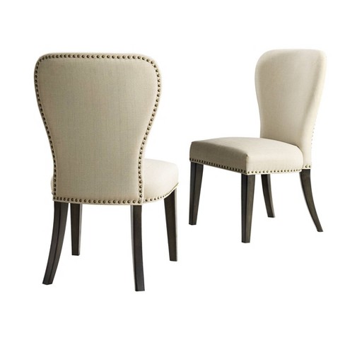 White upholstered dining discount chairs with arms