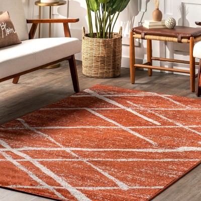 Thigpen Dark Orange Rectangular Synthetic Area Rug