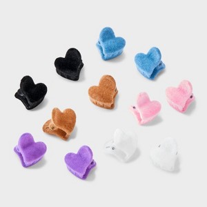 Girls' 12pk Flocked Heart Mini Claw Clip Set - art class™: Hair Styling, Fashion, Securing Hair - 1 of 3