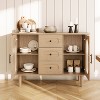 47" Sideboard Buffet Cabinet with Fluted Glass Doors & 3 Drawers, Mid-Century Credenza with Adjustable Shelves for Kitchen, Dining Room - 2 of 4