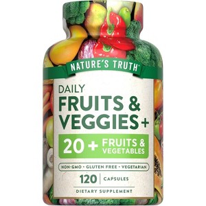 Nature's Truth Fruit and Veggies Supplement | 120 Vegetarian Capsules | 20+ Fruits & Vegetables | Vegetarian, Non-GMO, and Gluten Free Supplement - 1 of 4