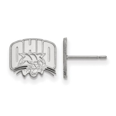 Black Bow Jewelry 14k White Gold Ohio Bobcats NCAA Post Earrings