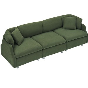 NicBex 95.3 Inch Teddy Sofa Couch 3-Seat Sofa with 2 Throw Pillows for Living Room,Apartment,Bedroom - 1 of 4