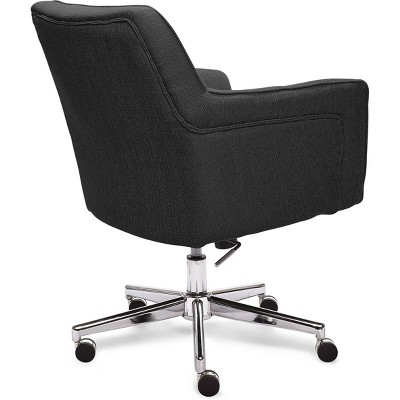 Graphite Gray Leather Swivel Executive Office Chair with Fixed Arms