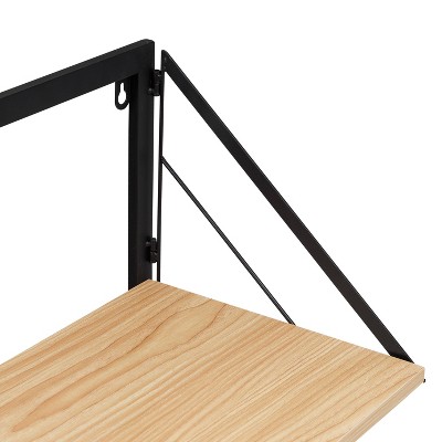 Black and Maple Wall-Mounted Folding Drying Rack with Shelf